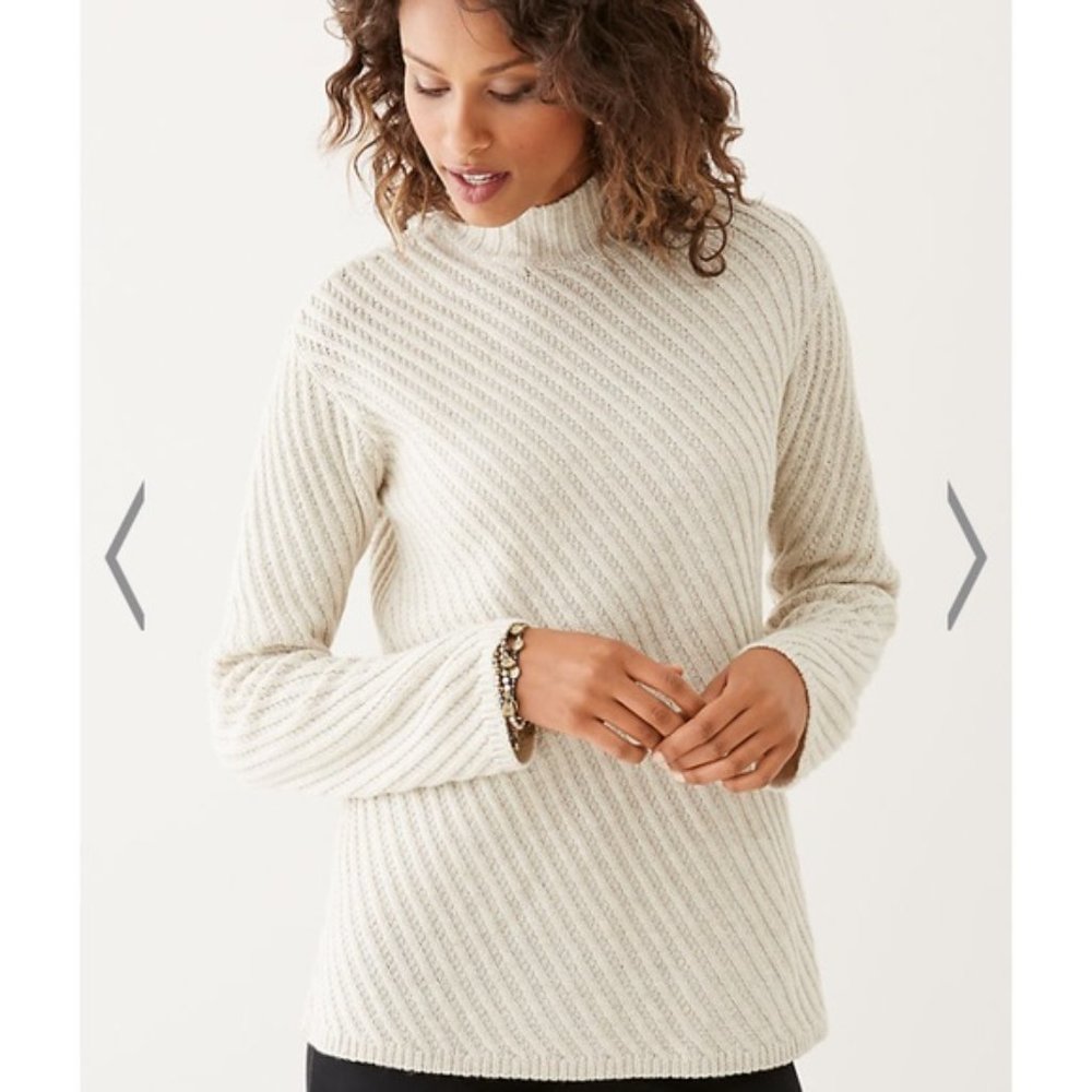 J.Jill Knit Green Cashmere Wool Blend Mock Neck Sweater Size Large_2